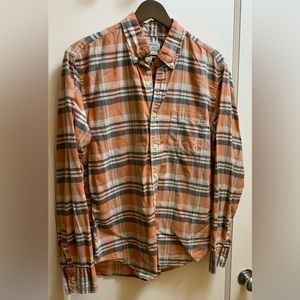 J. CREW Summer Plaid Shirt ORANGE Great for Fall! 🎃 Size: Medium. Long Sleeve.